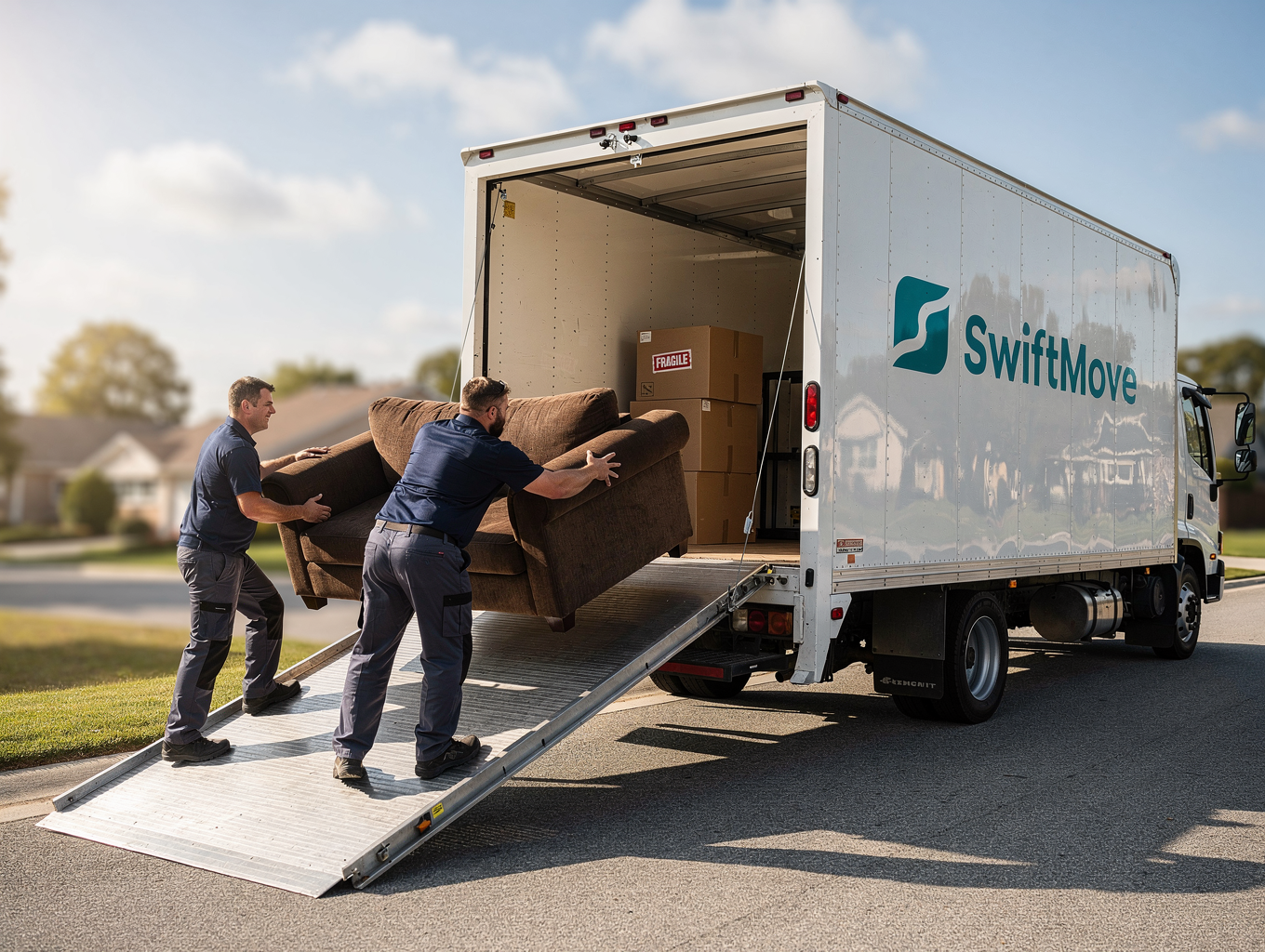Commercial truck loading oversized furniture and appliances