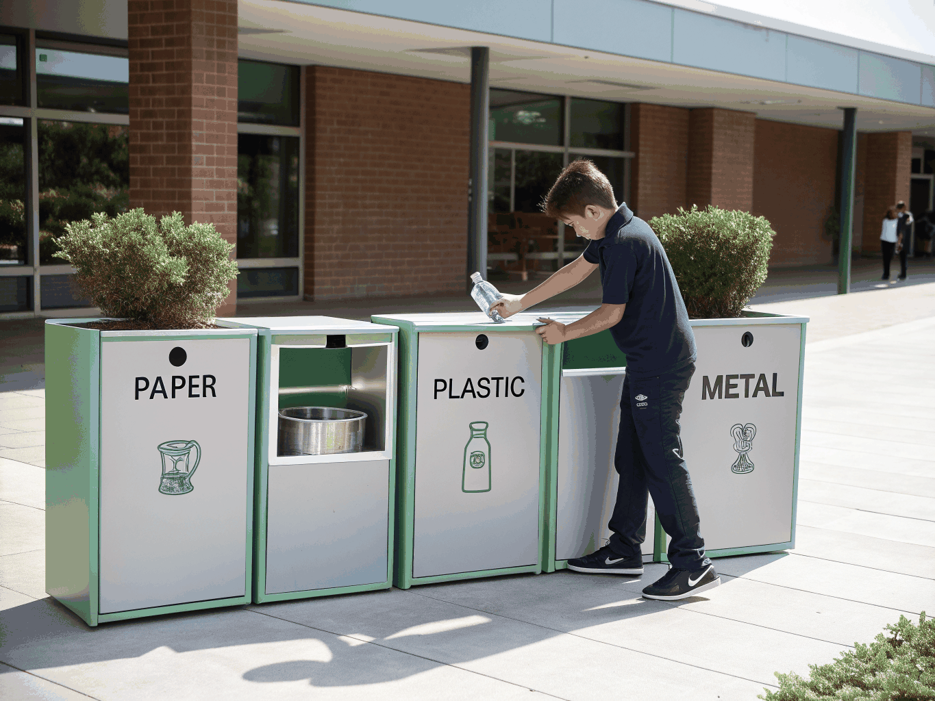 Sorted multi-stream recycling containers at a residential community